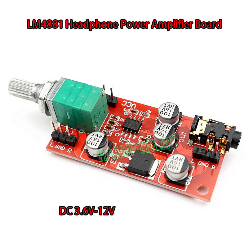 LM4881 Headphone Power Amplifier Board Preamp Preamplifier Module DC 3.6V-12V