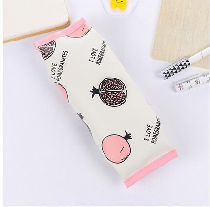 Estuche escolar de Granada y fresa para lápices, bolsa bonita de cuero Pu para bolígrafos, papelería Kawaii, suministros escolares de oficina, Zakka: Little pomegranate