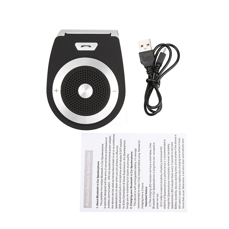 Wireless Bluetooth Handsfree Car Kit Speaker Speakerphone Bluetooth 4.1 EDR Music Receiver + Car Charger for Phone