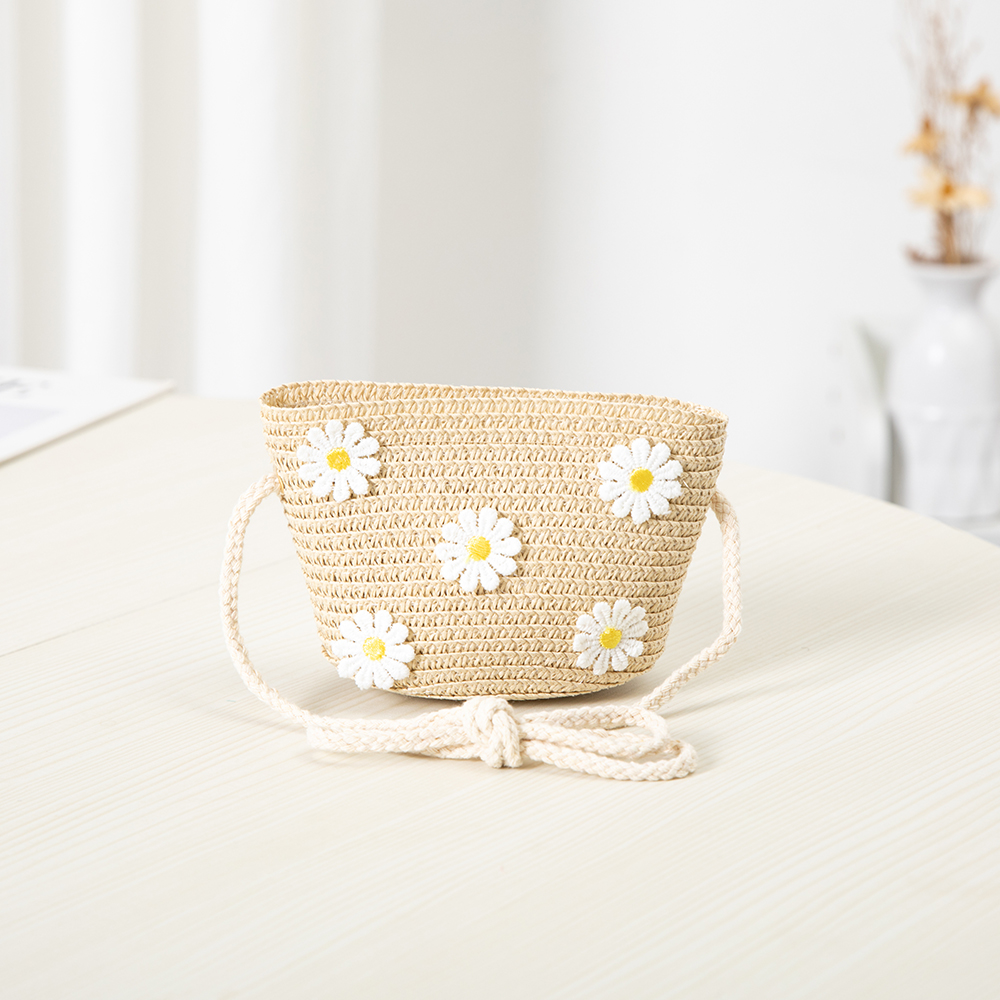 Handgemachte Sommer Kinder Mädchen Schulter Tasche Daisy Blume Stroh Umhängetasche Kinder Schlüssel Geldbörse Nette Prinzessin Mini Handtasche: Style 11