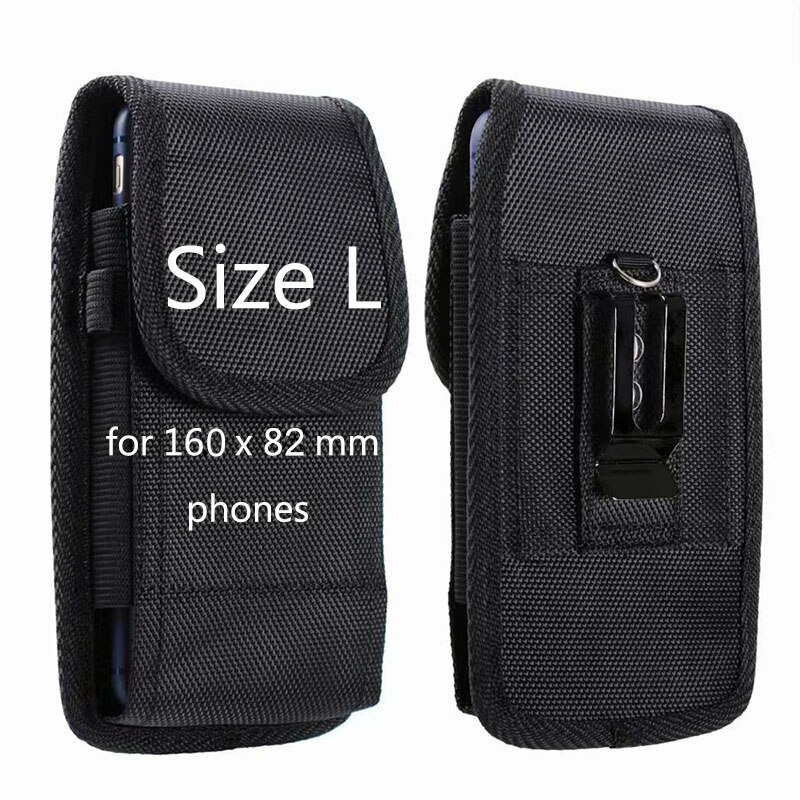 Telefoon Heuptas Voor Xiaomi Poco X3 Nfc Oxford Doek Nylon Holster Pouch Belt Cover Voor Xiaomi Redmi 10X 5G / 10X Pro 5G: Vertical Size L