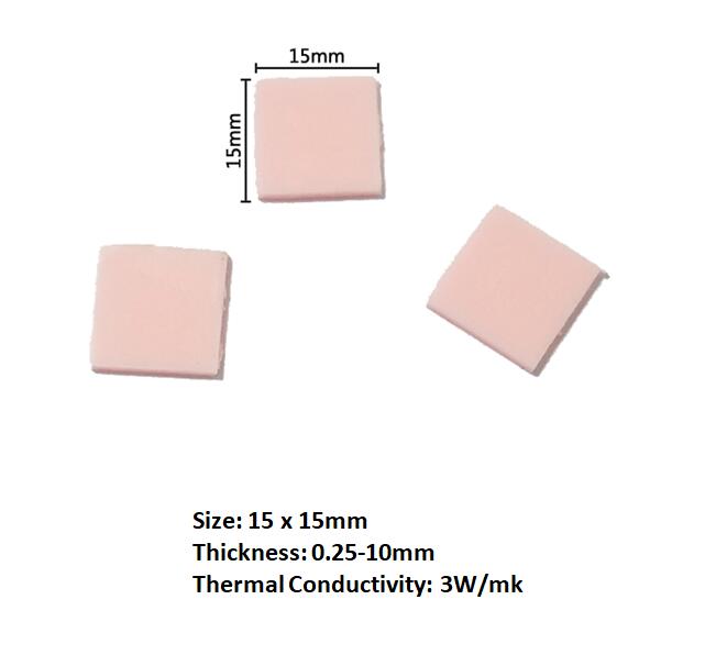 3W Pad In Silicone Dissipatore di Calore Pad 15x15mm Termico Conduttivo Pad 100 pz/lotto