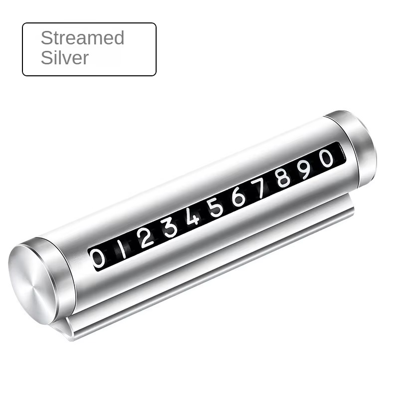 Metal Car Temporary Parking Card Universal Rotate Phone Number Plate Aluminum Stickers Park Stop in Car-styling Auto Accessories: Silver