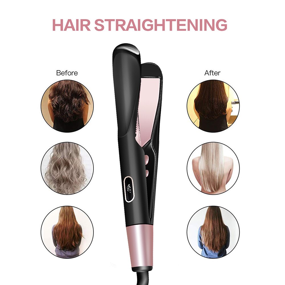 2 in 1 Twist Hair Curler Curling Tongs Perming & Straight Ceramic Coated Plates Flat Iron Hair Straightener Ceramic Curling Iron