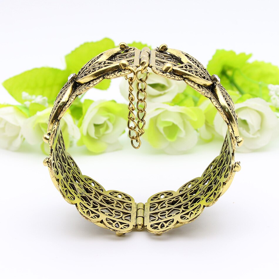 Sunspicems Vintage Turkse Bloem Bangle Armlet Manchet Armband Voor Vrouwen Antiek Goud Kleur Marokko Etnische Bruiloft Sieraden