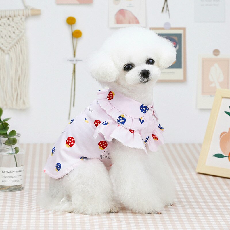 Cão de pelúcia camisas estilo doce camisas do cão algodão pet filhote de cachorro camiseta roupas para cães médios pequenos gato: Pink / M