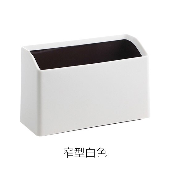 Kleine prullenbak voor thuis, bureau, papierbak voor de woonkamer, mini-prullenbak voor op kantoor, afgedekte prullenbak voor thuis: Melkachtig smal