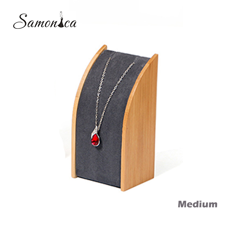 Bamboo Necklace Display Rack Storage Rack Pendant Display Organizer Jewelry Display Jewelry Storage Counter Display Stand: Dark Grey Medium