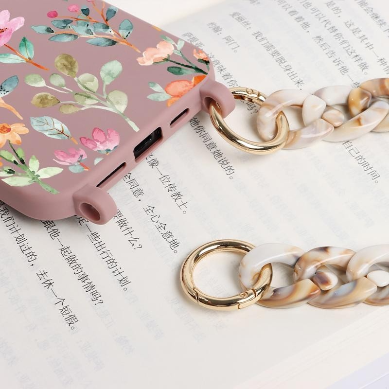 Funda de cadena de lujo para iPhone 16 SE4 15 Pro max 14 13 12 11 XSM XR XS 6 7 8 funda de teléfono cruzada con correa Plaint cubierta de flores