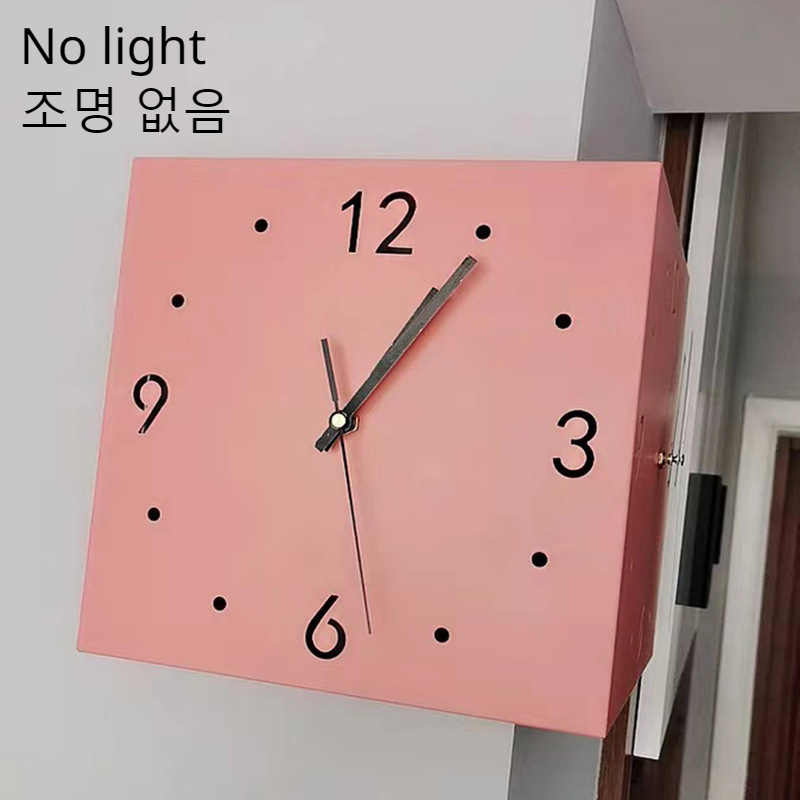 Reloj de pared de esquina con Sensor de luz , reloj de pared cuadrado Simple de doble cara con escala de números arábigos, reloj de pared analógico silencioso: Light Black