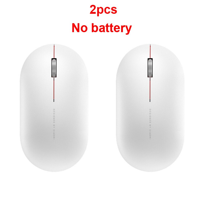 Originele Xiaomi 2.4Ghz Draadloze Muis 2 Wifi 1000Dpi Optische Draagbare Muizen Gestroomlijnde Vorm Voor Pc Laptop Notebook Kantoor game: 2pcs White