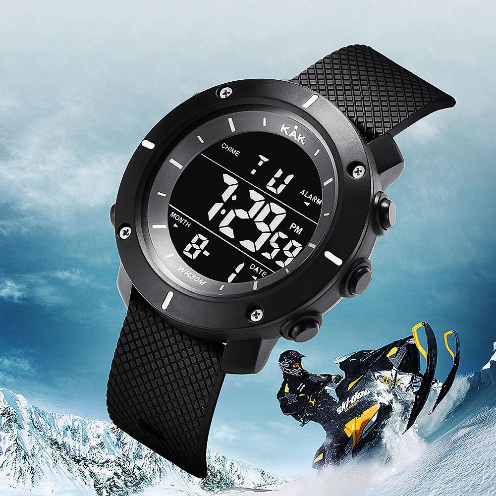 KAK Outdoor Sports Waterproof Luminous Time Date Stopwatch Digital Wrist Watch