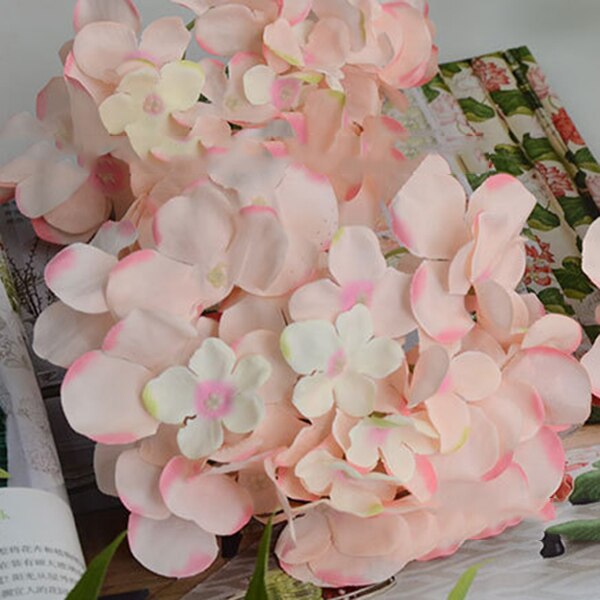 Flores artificiais da seda da flor do buquê da hortênsia com haste livre para o presente da decoração do casamento da casa jan88: candy pink