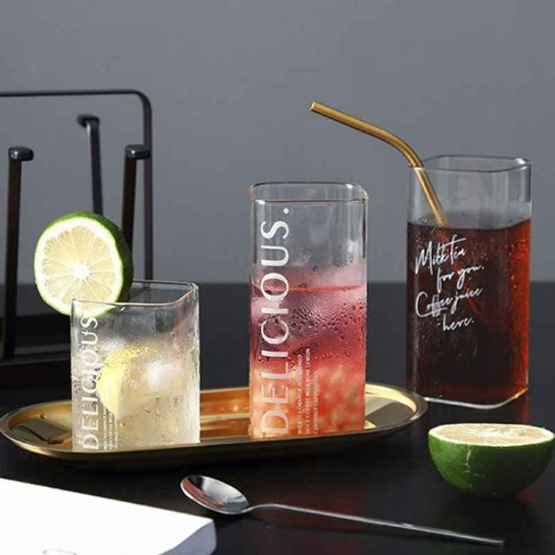 Heat-Resistant Square Glass Home Breakfast Square Cup Milk Cup Square Cup Large Capacity Beverage Fruit Juice Water Cup