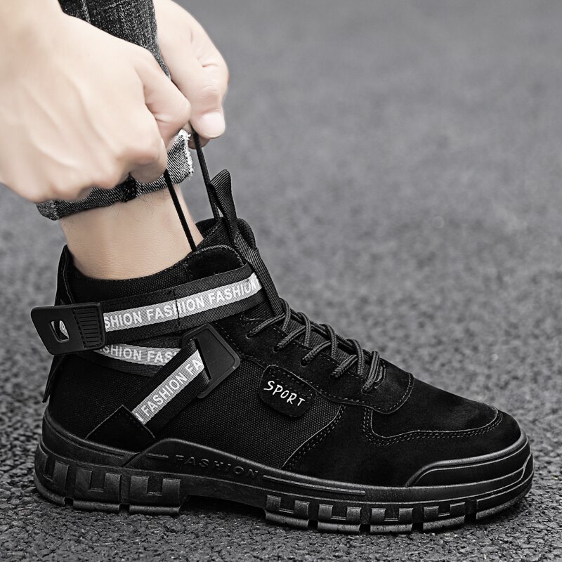 Heren casual schoenen winter herenschoenen zwarte schoenen voor heren houd warm canvas schoenen heren hoge leren casual schoenen 8