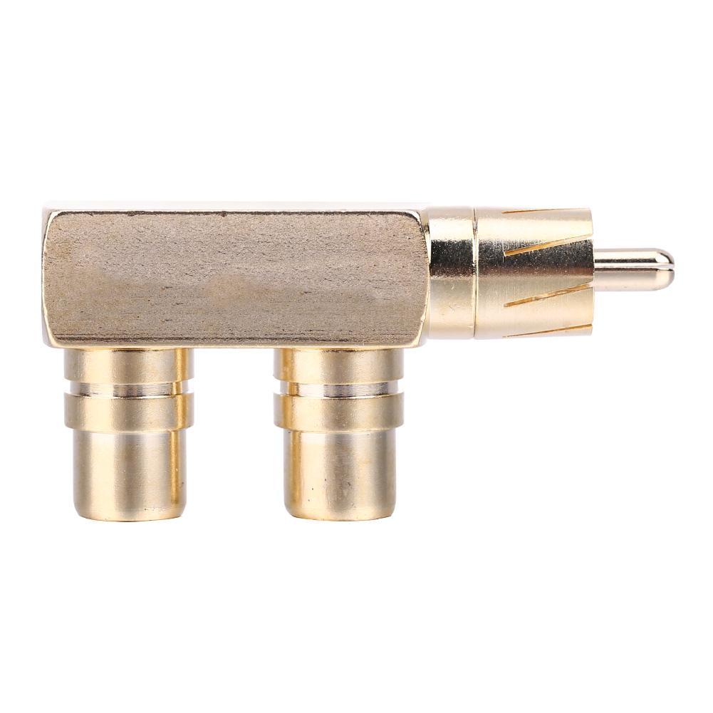 Rca Male Naar 2 Rca Female Haakse Audio Plug Splitter Adapter Connector: Default Title