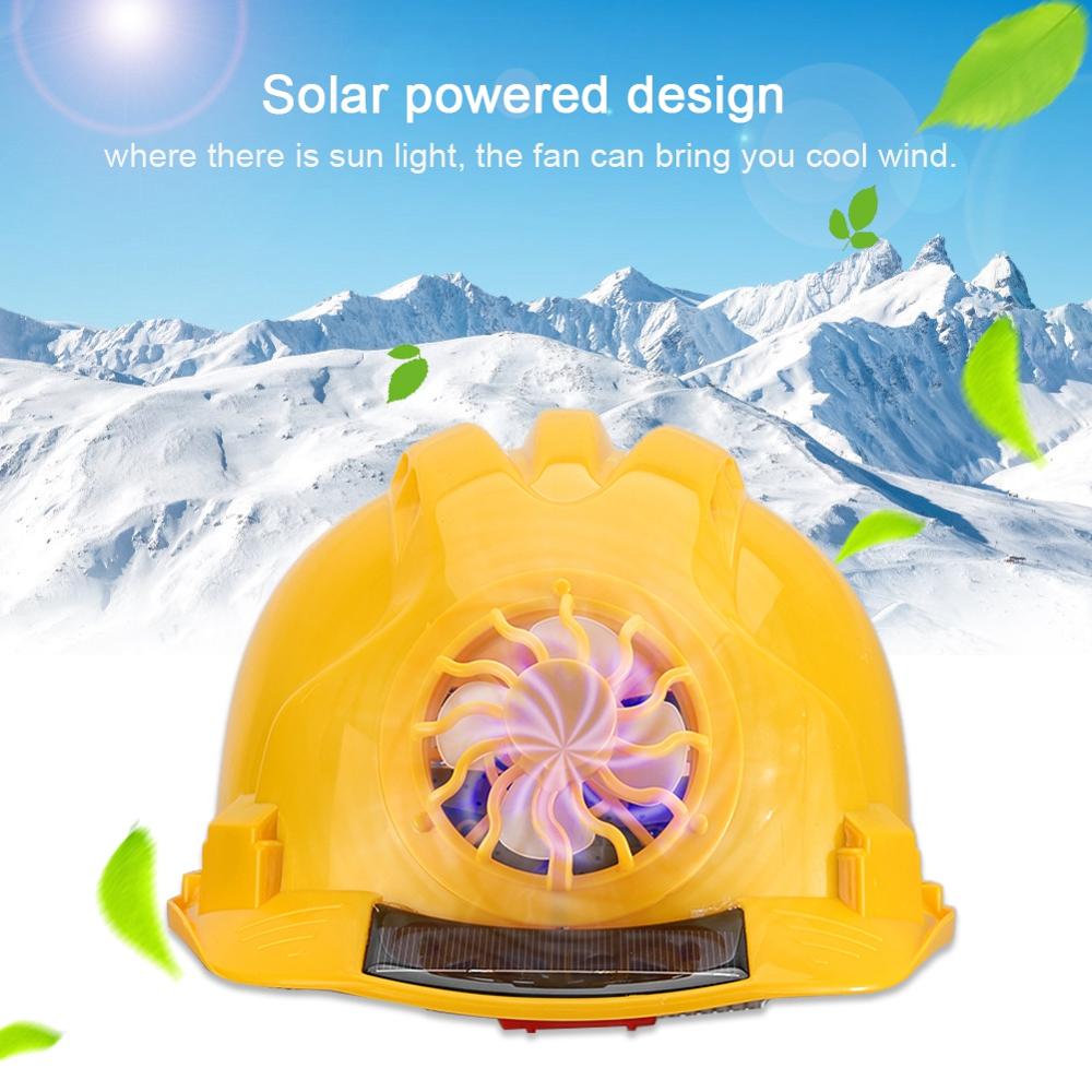 Utomhus skyddshjälm med solenergi fläkt arbetshatt konstruktion skyddsmössa gul abs material skyddsmössa