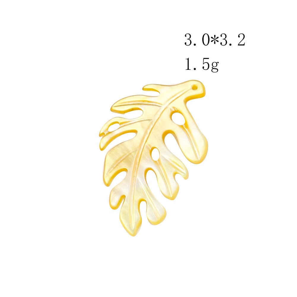 2PCS Natural Yellow Mother of Pearl shell Hollow Leaf Brooch Pendant Necklace Jewelry Making Accessories