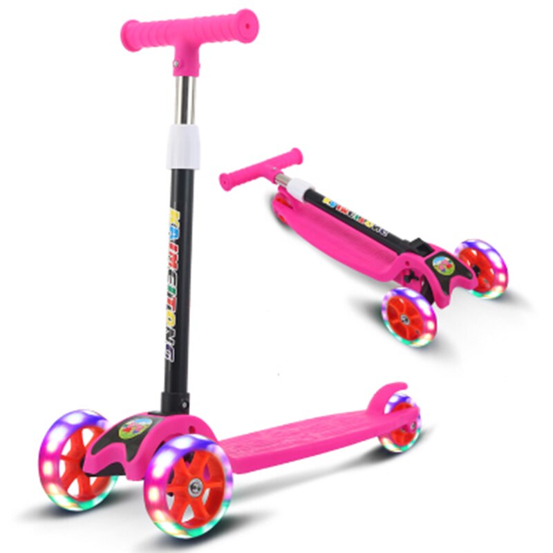 children&#39;s light scooter children three-wheeled folding bike slider flash 3 rounds of outdoor toys 2-15 years bike