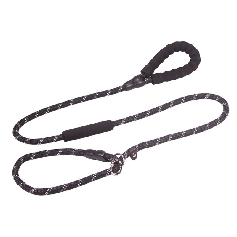 Reflecterende P Keten Hondenriem Slip Halsband Pet Wandelen Leads Nylon Lange Hond Touw Zachte Dubbele Handvat Voor Medium Grote honden Benodigdheden: Black / 13mmX180cm