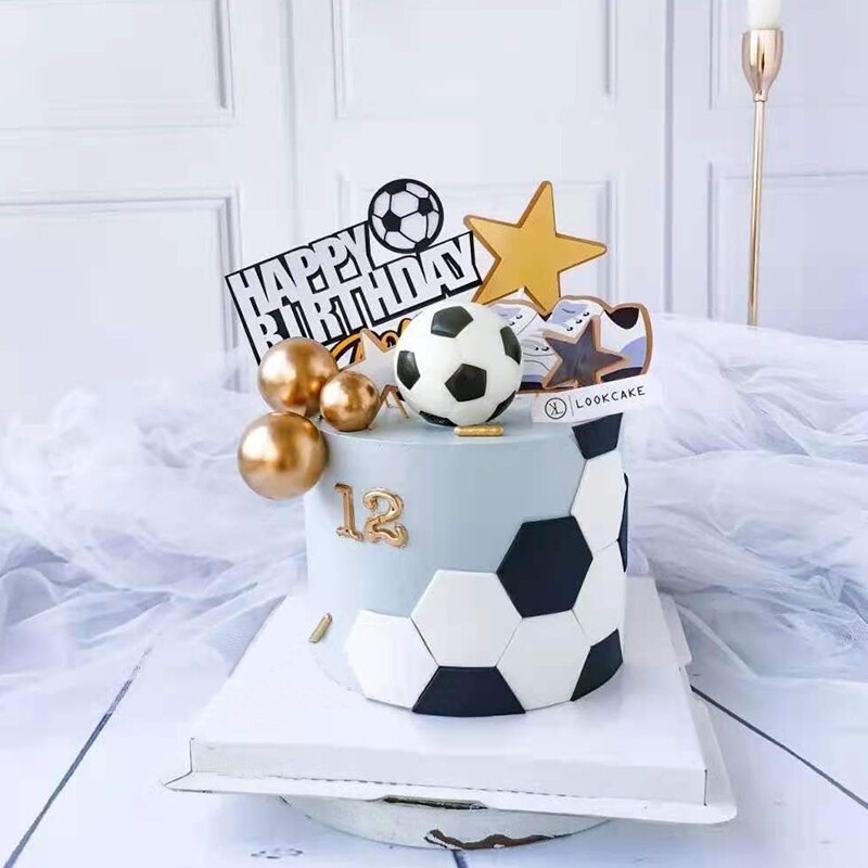 Football Theme Party Cupcake Topper Happy Birthday Cake Topper Flage For Kids Boy Birthday Party Cake Decors Supplies