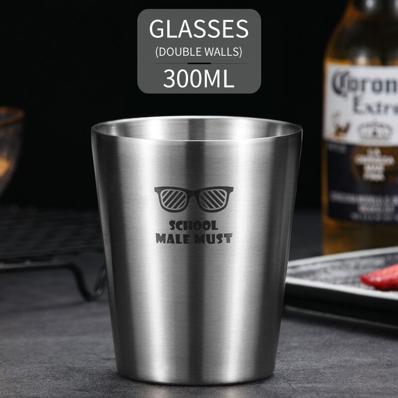 WORTHBUY Nette Muster Bier Becher 18/8 Edelstahl Bier Tasse Kaffee Becher Mit Doppel Wand Küche Drink Für Kinder Wasser Becher: Double Wall D