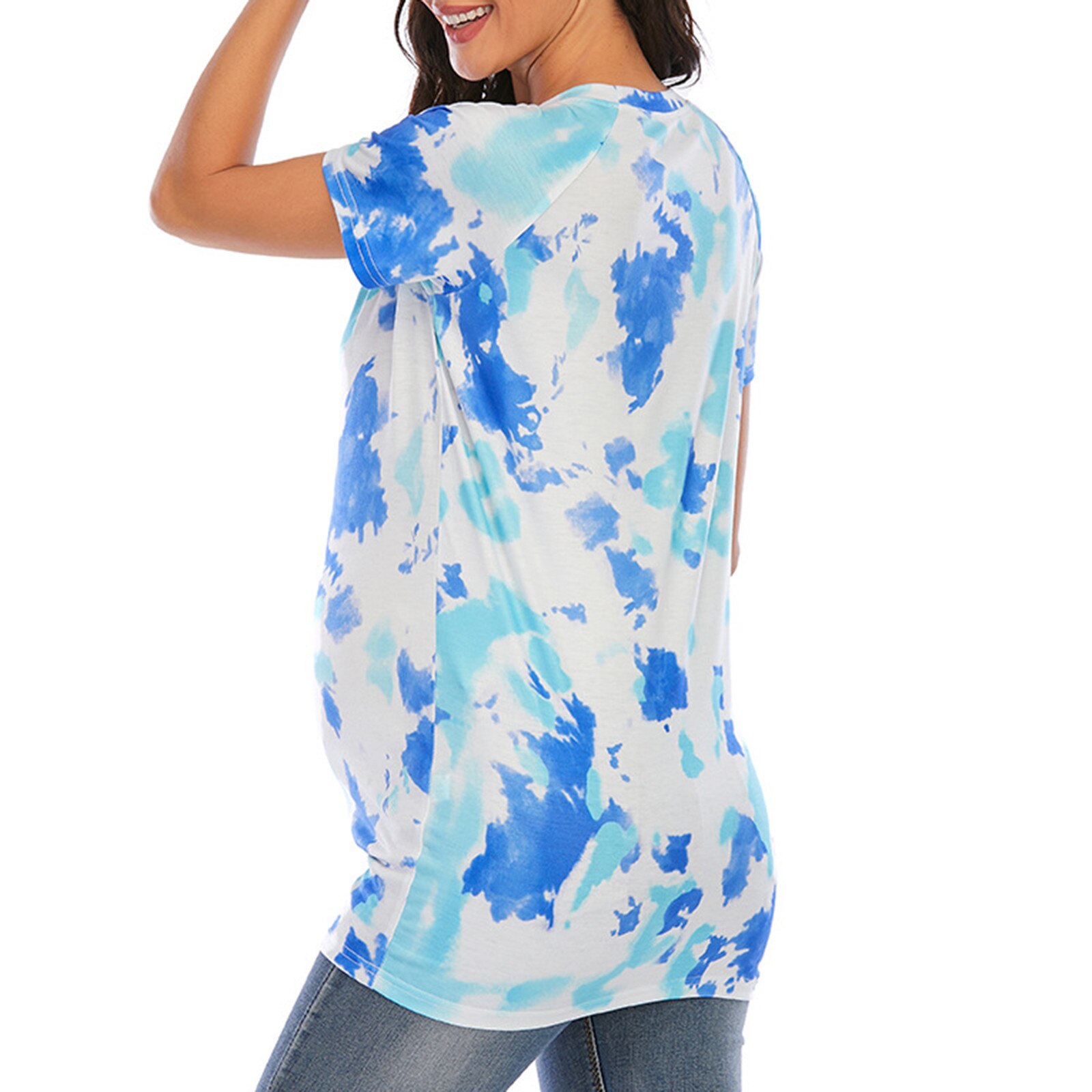 Summer Women Maternity Pregnancy T-Shirt Tie-Dye Tops Blouse Casual Clothes Maternity Clothes Loose Top Ropa de maternidad