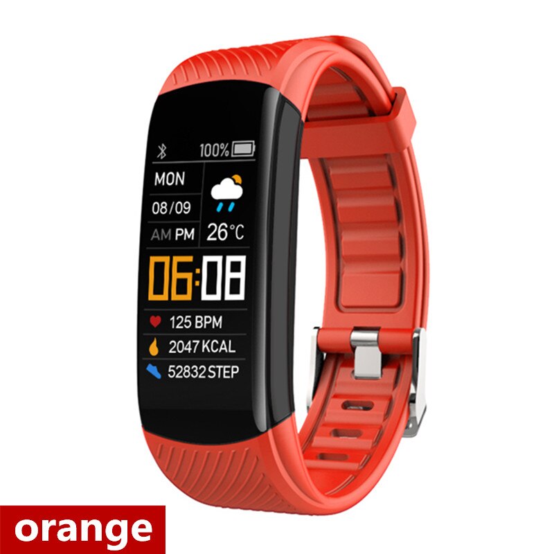 Amynikeer Smart Armband C5S Fitness Armband Fitness Tracker Hartslagmeter Stappenteller Calorie IP67 Waterdichte Slimme Band: orange