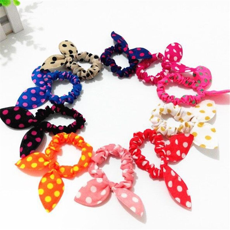 20 cores aleatórias enviado 10 pçs kawaii adorável coelho bowknot headbands orelhas de coelho ponto headwear elástico corda de cabelo