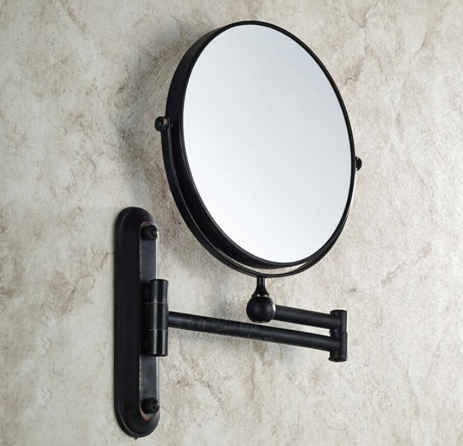 Antique bathroom folding makeup sided mirror retractable folding magnifier beauty mirror Rose gold: black