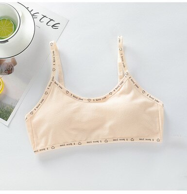 Girls Bra Cotton Children Sports Bra Comfortable Bustier For Girls Breathable Kids Training Bra Padded Brassiere fille: light orange