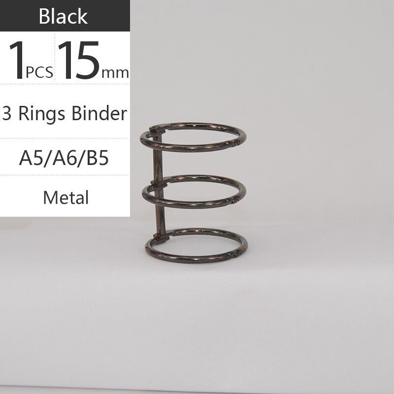 Colorful Plastic Loose-leaf Hinged Rings Binder Metal Notebook Ring DIY Books Binding Clamp Binder Desk Calendar Circle: Metal Black x1