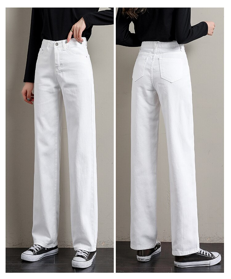 White Jeans Women High Waist Wide Leg Woman Jeans Pants Pantalones Denim Trousers Casual Female Cotton Loose Pants Woman Jeans: 27