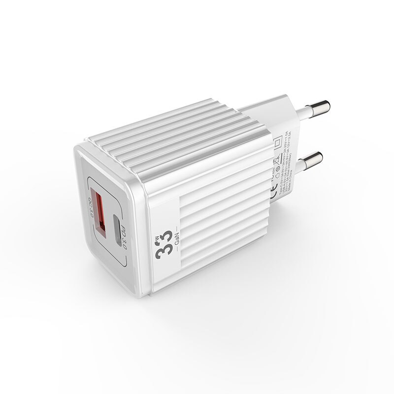 Utbvo 2- 33w port wall charger, usb-c  pd3.0/ pps /qc 3,0 30w/25w/20w/18w,qc3.0/ /afc for iphone 13/12/11, samsung, huawei, xiaomi: Eu charger (white)