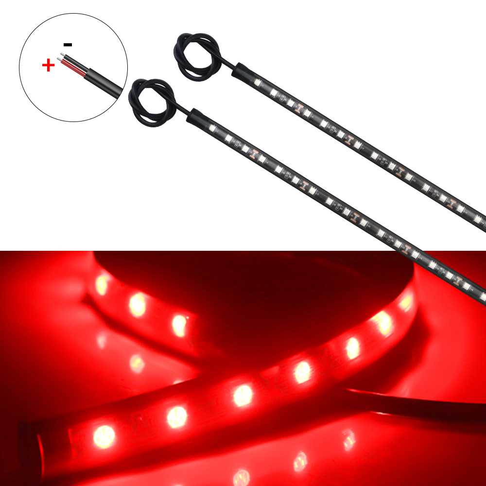 2 STKS 32 CM 5050 18 SMD LED Strip Licht 12 V voor Motorfietsen Auto's Boten Versieren Waarschuwing Flexibele Lamp Blauw Groen Rood Wit Amber: Rood