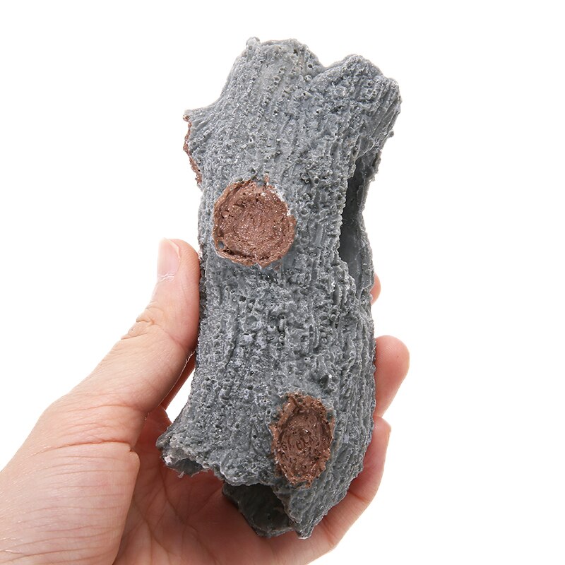 Aquarium Log Hide Polyresin Hollow Tree Log Ornament Hide Hiding Cave for Fish Tank Decoration Accessories 12.5x6.5x5cm