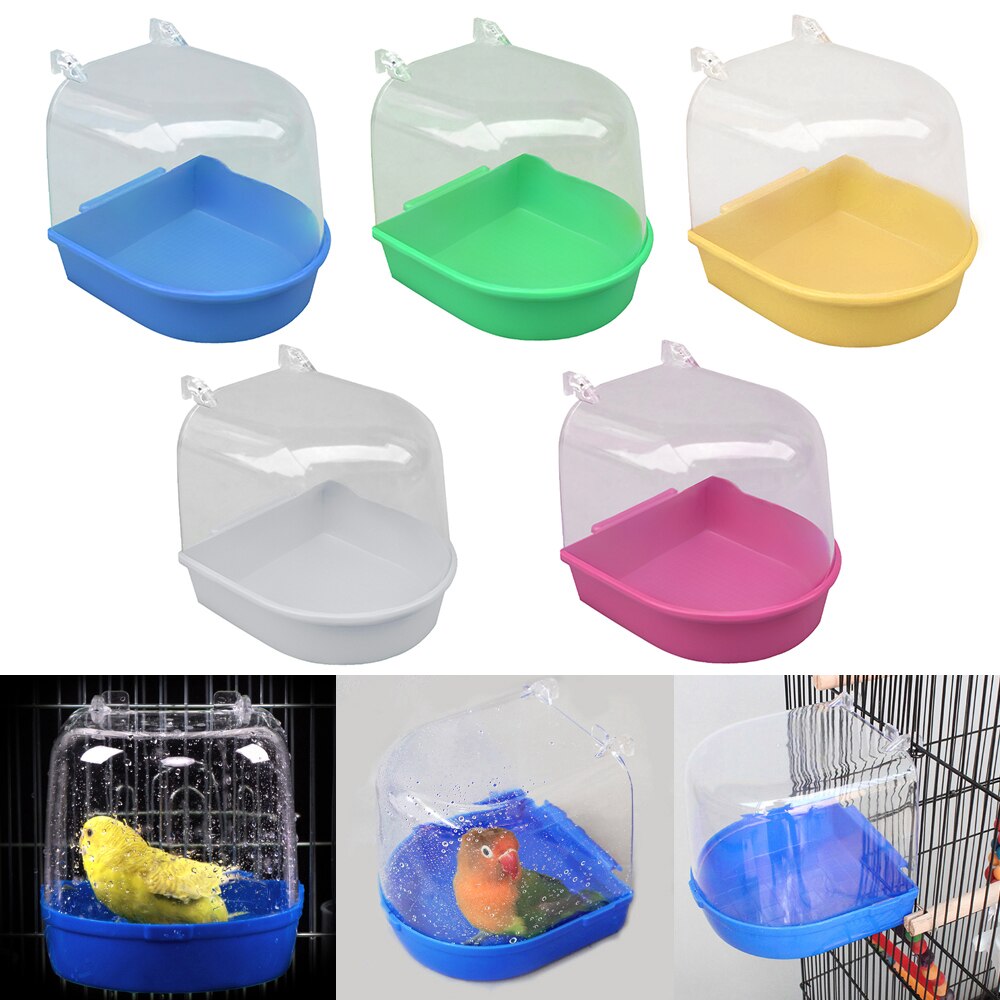 Plastic Bird Bathtub Cage Pet Standing Wash Parrot Bird Bathtub Pet Birds Bath Shower Cage Hanging Bathtub