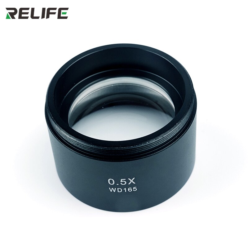 RELIFE 0.5X 0.7X Trinocular microscopio estéreo auxiliar lente objetivo de la lente de cristal para piezas para microscopios accesorio lente Barlow