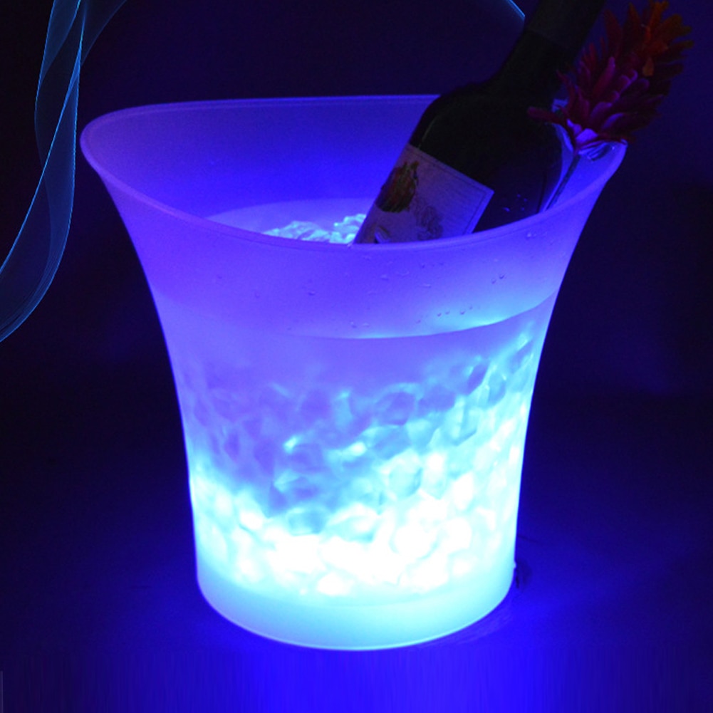 Barras LED de plástico impermeables para discoteca, de 5l cubo de hielo, Color champán, nocturna