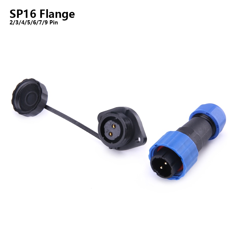 Sp16 ip68 vandtæt stik og stik 2 3 4 5 7 9 pin stik med 2 hullers flange type stik gør dig