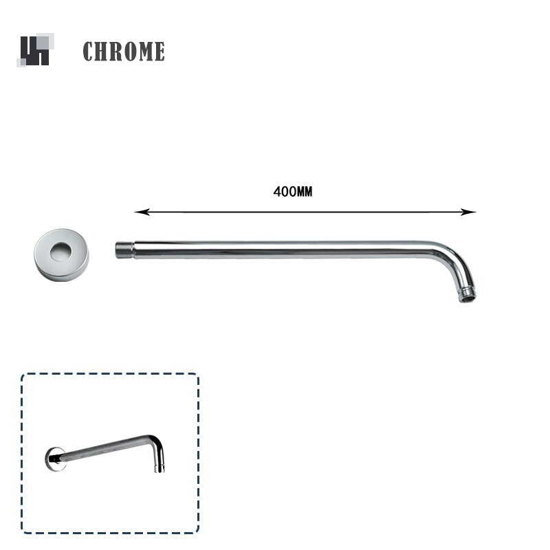 20/30/40CM Stainless Steel Shower Head Extension Arm Top Ceiling Mounted Wall Mounted Tube Rainfall Shower Head Arm for Bathroom: Chrome Wall Mount