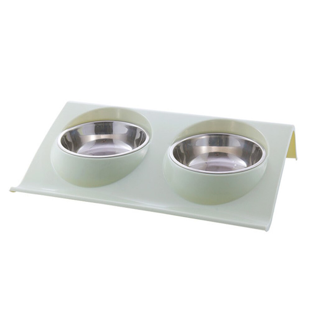 Double Dog Bowl Pet Feeding Station Stainless Steel Water Food Bowls Feeder Solution for Dogs Supplies Pet Bowl Food Container: green / S