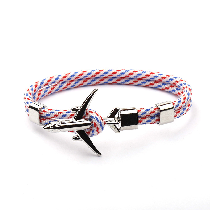 NIUYITID samolot charm kotwica mężczyzn bransoletki kobiet lotnisko moda Rope Chain Paracord lotnictwa życia biżuteria Pulseras Hombres: A10