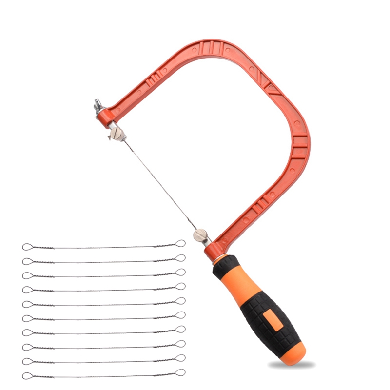 5Inch Fret Saw Woodworking Hand Coping Saw with Extra 10Pcs 130mm Blades DIY Shape Cutting Tool