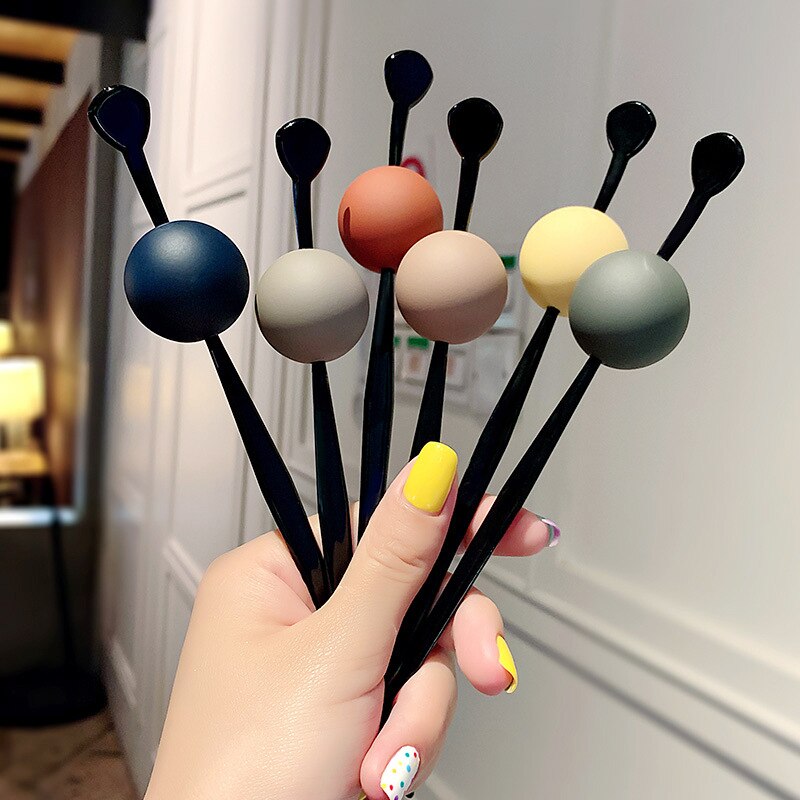 Neue Koreanische Frauen Einfache Ball Haar Stöcke Runde bilden Haarnadeln Haar Clips Stifte Süssigkeit Farbe Mädchen Haar Zubehör Schmuck