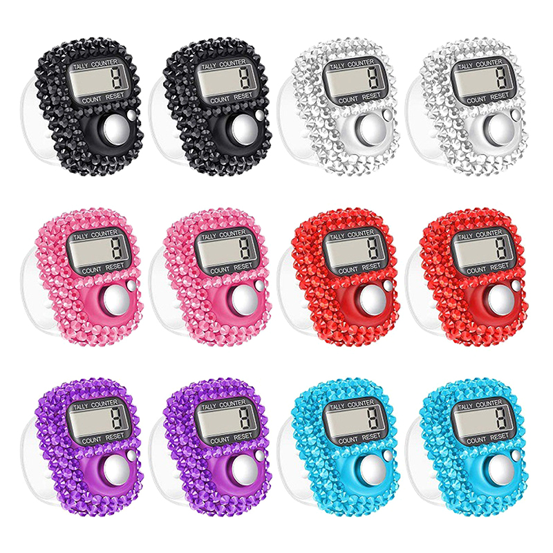 Elektronisk fingerräknare ringfingerklick bärbar återställningsbar digital displayräknare golfräknare flätad bönetillbehör