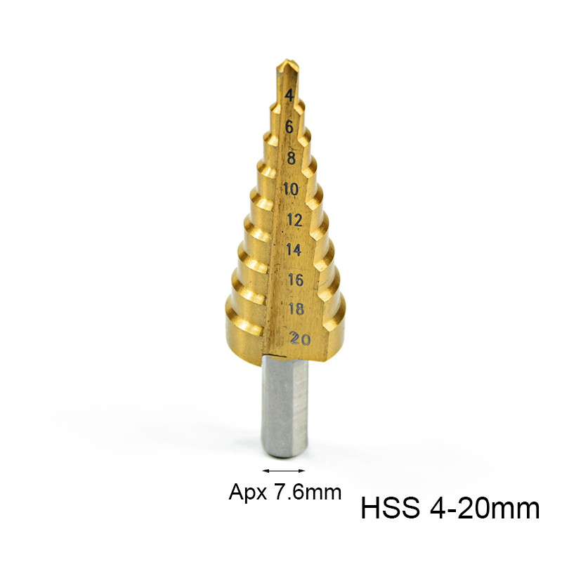 Hss Step Cone Conical Drill Bit Set Hole Milling Cutter Titanium Coating Hexagon/Triangle Shank: Triangle-4-20