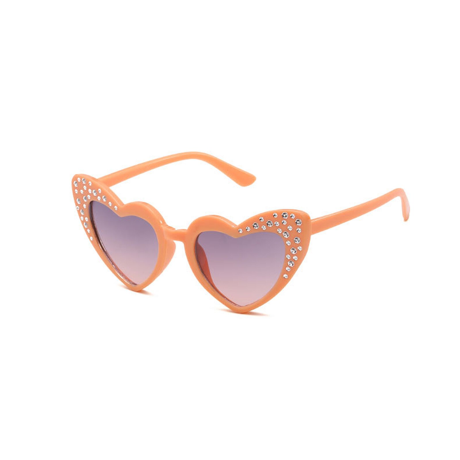 Kids Sunglasses Peach Heart Studded Children's Sunglasses Love High-end Rhinestone Girls Sunglasses: Beige