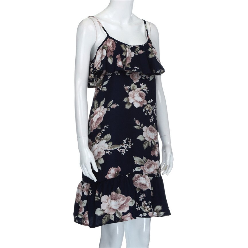 Zomer Dames Zoete Sexy Elegante Jurk Mouwloze Zomer Bloemen Ruches Jurk Off Shoulder Mini Jurk