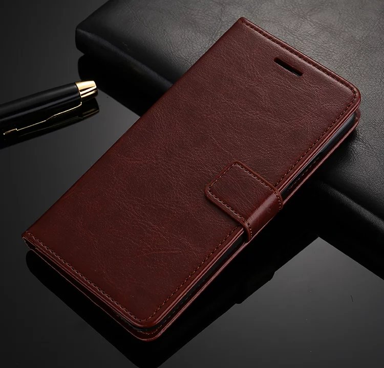 Voor Lenovo k5 A6020A40 Case Luxe PU Leather Wallet Stand Case Voor Lenovo Vibe K5 Plus A6020 A6020a46 A6020a40: Brown